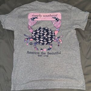 Simply Southern Gray T-Shirt with Crab Design